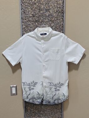 Cremieux Men's Short-Sleeve Button-Down Shirt with Palm and Botanical Hem Print